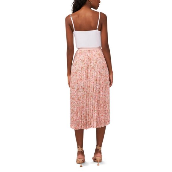 💕NORDSTROM HALOGEN💕 Double Slit Pleated Midi Skirt ~ Pink Dogwood Large L NWT - Picture 4 of 13
